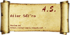 Aller Sára névjegykártya